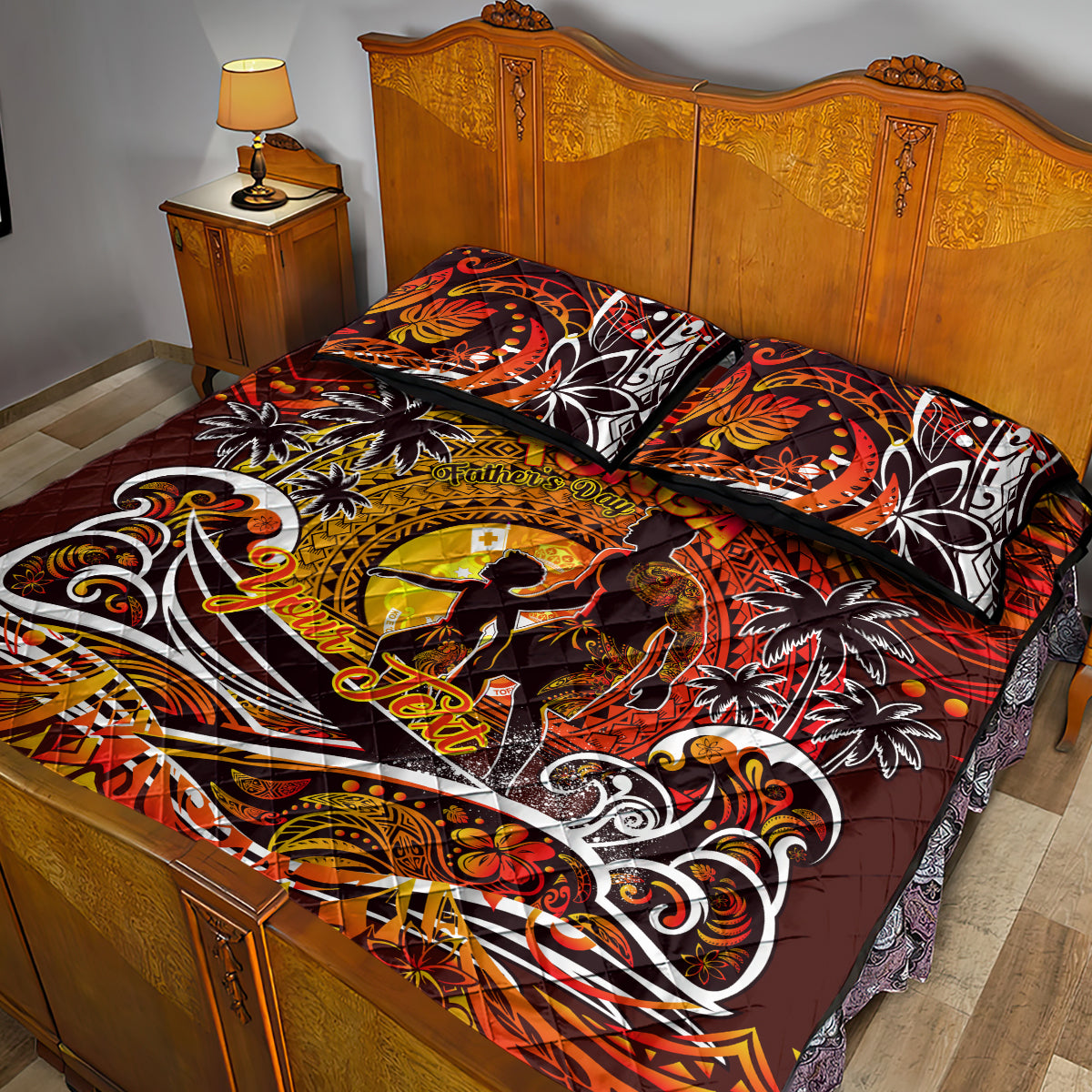 Father's Day Tonga Quilt Bed Set Special Dad Polynesia Paradise
