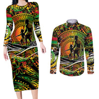 Father's Day Vanuatu Couples Matching Long Sleeve Bodycon Dress and Long Sleeve Button Shirt Special Dad Polynesia Paradise DT02 Art - Polynesian Pride