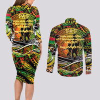 Father's Day Vanuatu Couples Matching Long Sleeve Bodycon Dress and Long Sleeve Button Shirt Special Dad Polynesia Paradise DT02 - Polynesian Pride