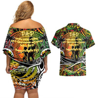 Father's Day Vanuatu Couples Matching Off Shoulder Short Dress and Hawaiian Shirt Special Dad Polynesia Paradise DT02 - Polynesian Pride