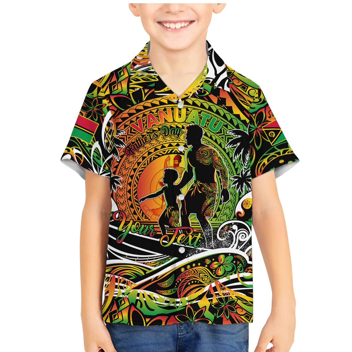 Father's Day Vanuatu Family Matching Mermaid Dress and Hawaiian Shirt Special Dad Polynesia Paradise