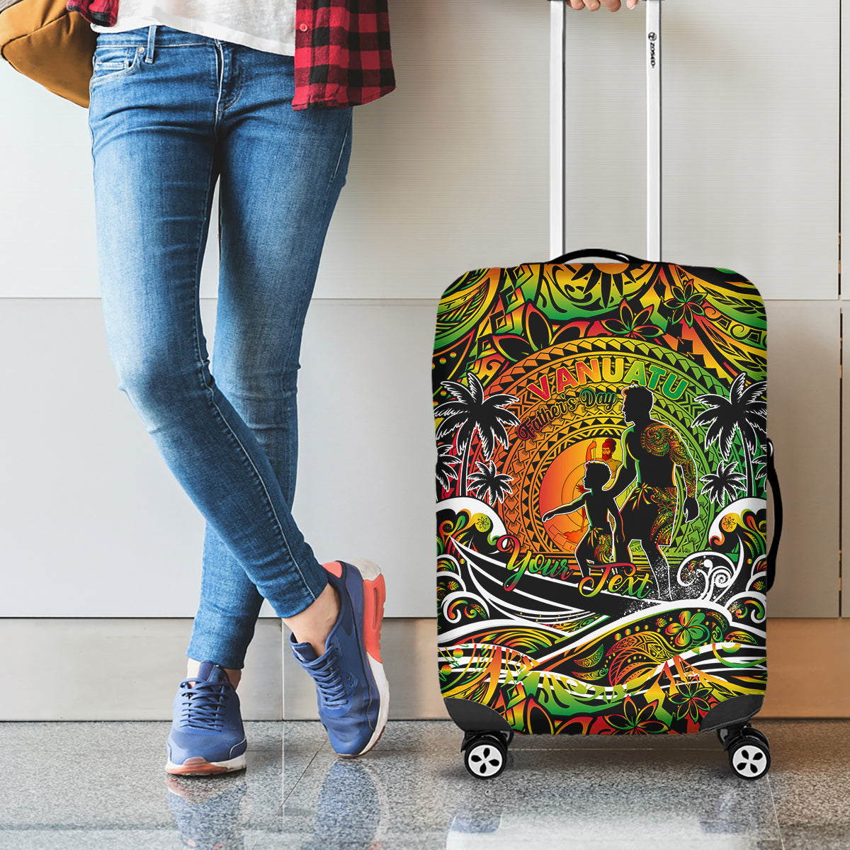 Father's Day Vanuatu Luggage Cover Special Dad Polynesia Paradise