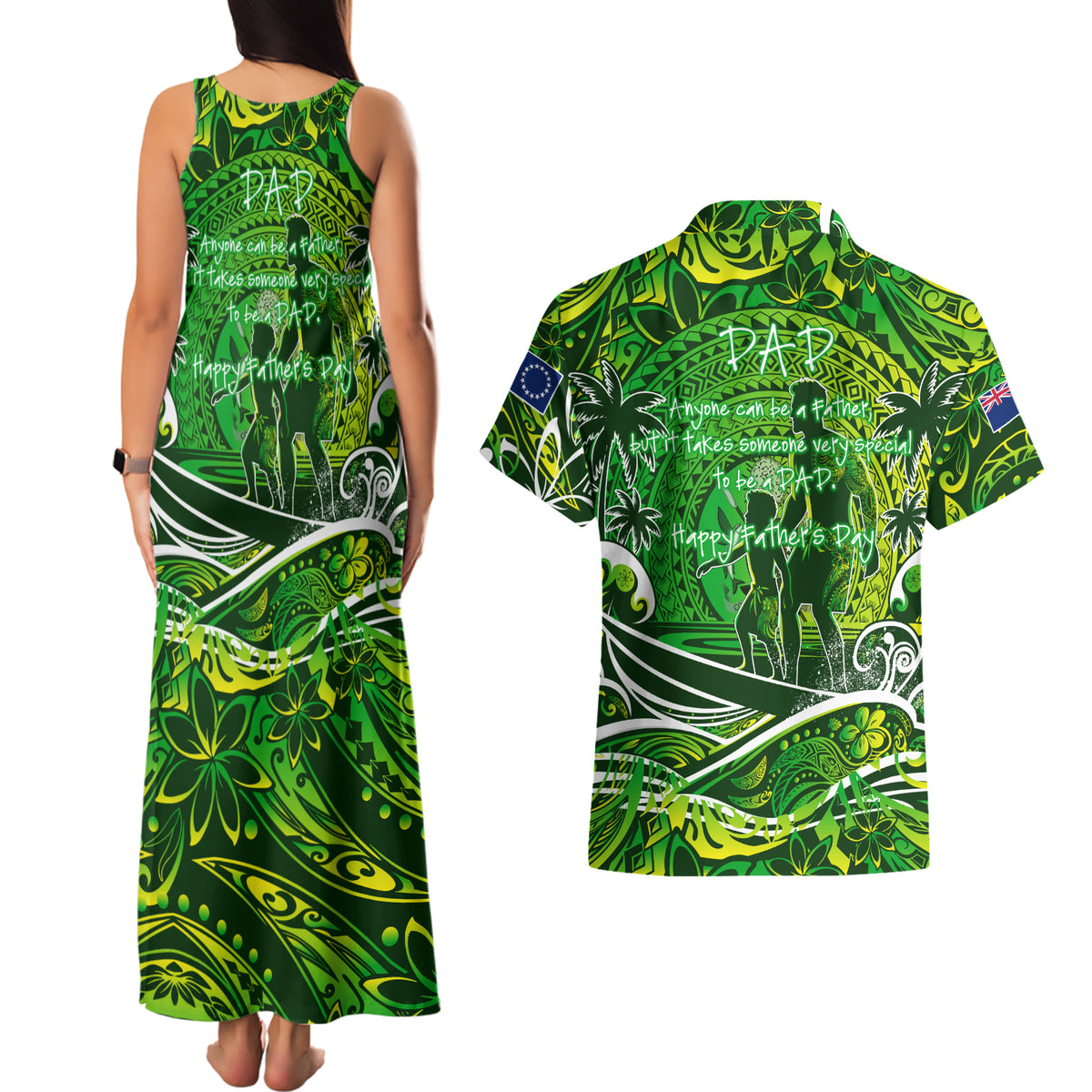 Father's Day Cook Islands Couples Matching Tank Maxi Dress and Hawaiian Shirt Special Dad Polynesia Paradise DT02 - Polynesian Pride