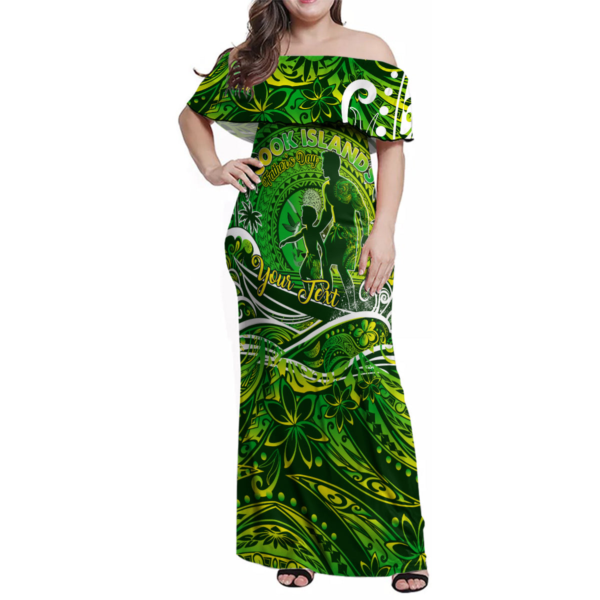 Father's Day Cook Islands Family Matching Off Shoulder Maxi Dress and Hawaiian Shirt Special Dad Polynesia Paradise