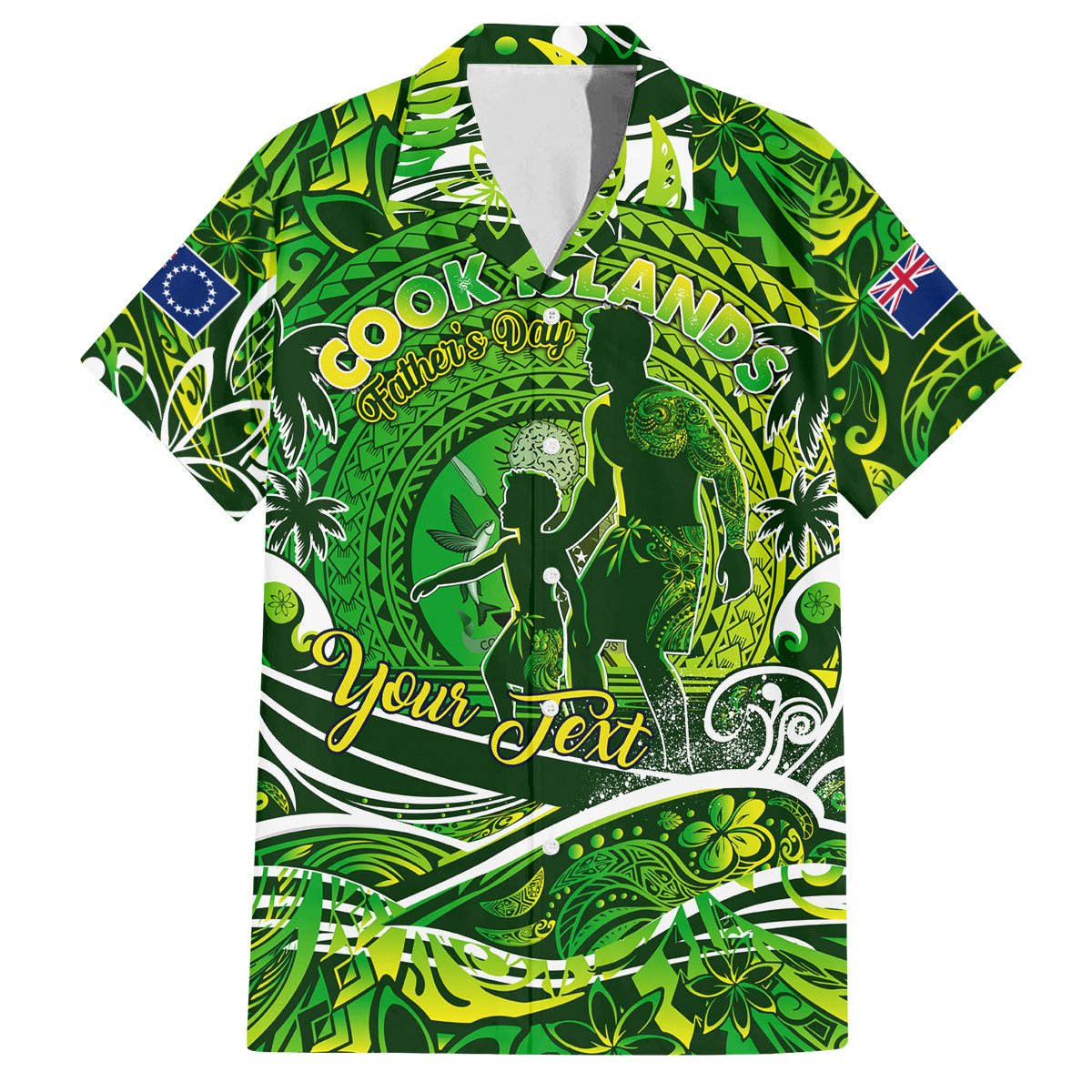 Father's Day Cook Islands Family Matching Off Shoulder Short Dress and Hawaiian Shirt Special Dad Polynesia Paradise