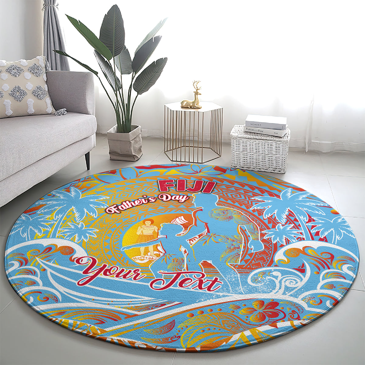 Father's Day Fiji Round Carpet Special Dad Polynesia Paradise