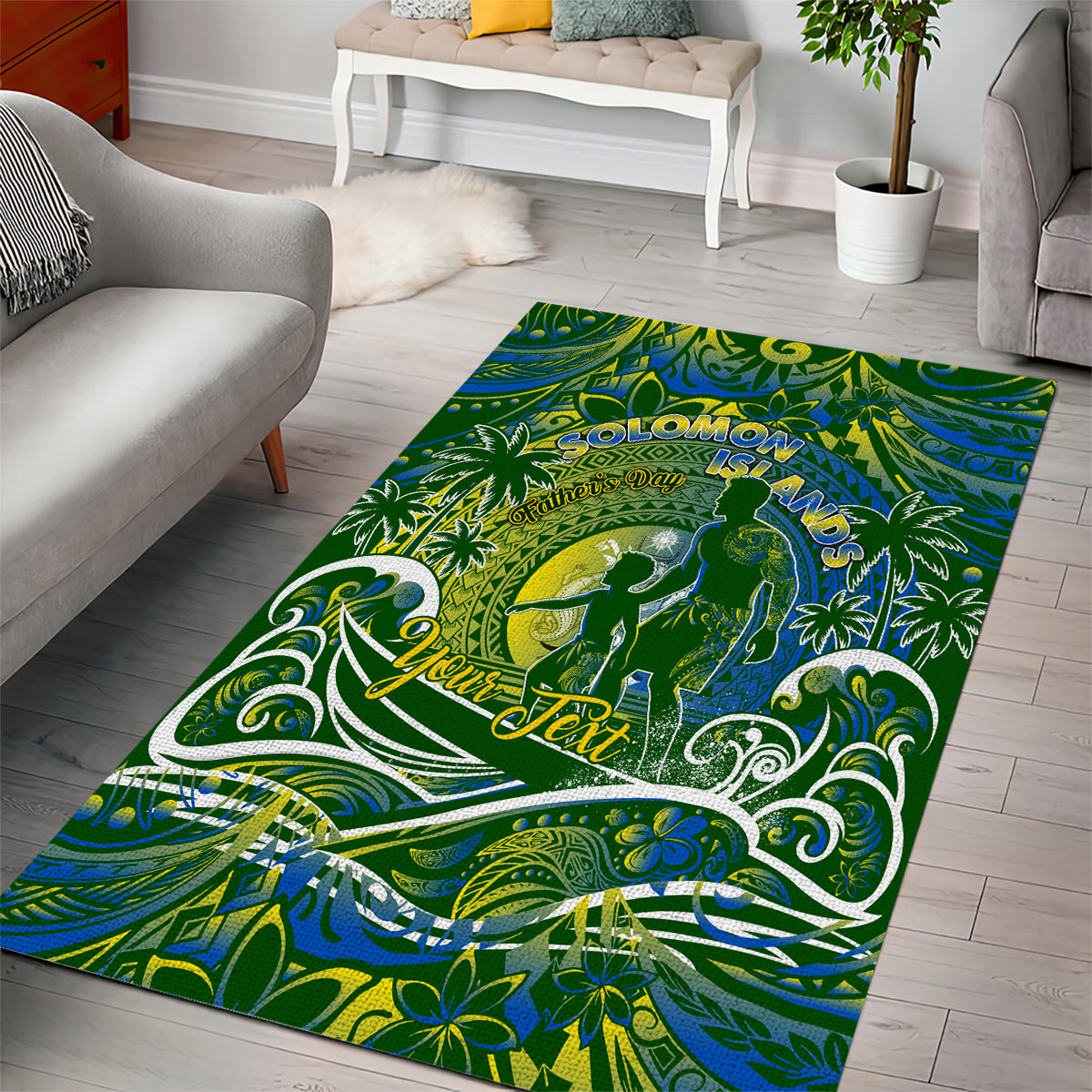Father's Day Solomon Islands Area Rug Special Dad Polynesia Paradise