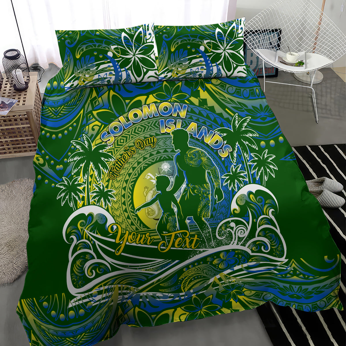 Father's Day Solomon Islands Bedding Set Special Dad Polynesia Paradise