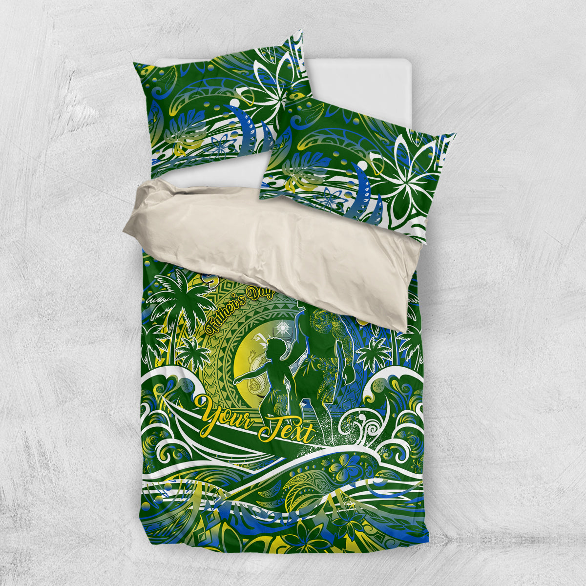 Father's Day Solomon Islands Bedding Set Special Dad Polynesia Paradise