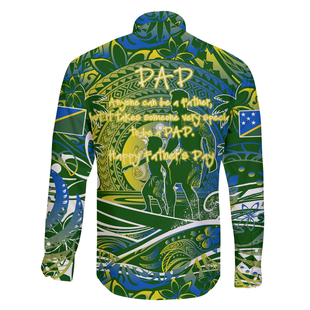 Father's Day Solomon Islands Family Matching Long Sleeve Bodycon Dress and Hawaiian Shirt Special Dad Polynesia Paradise