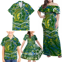 Father's Day Solomon Islands Family Matching Off Shoulder Maxi Dress and Hawaiian Shirt Special Dad Polynesia Paradise