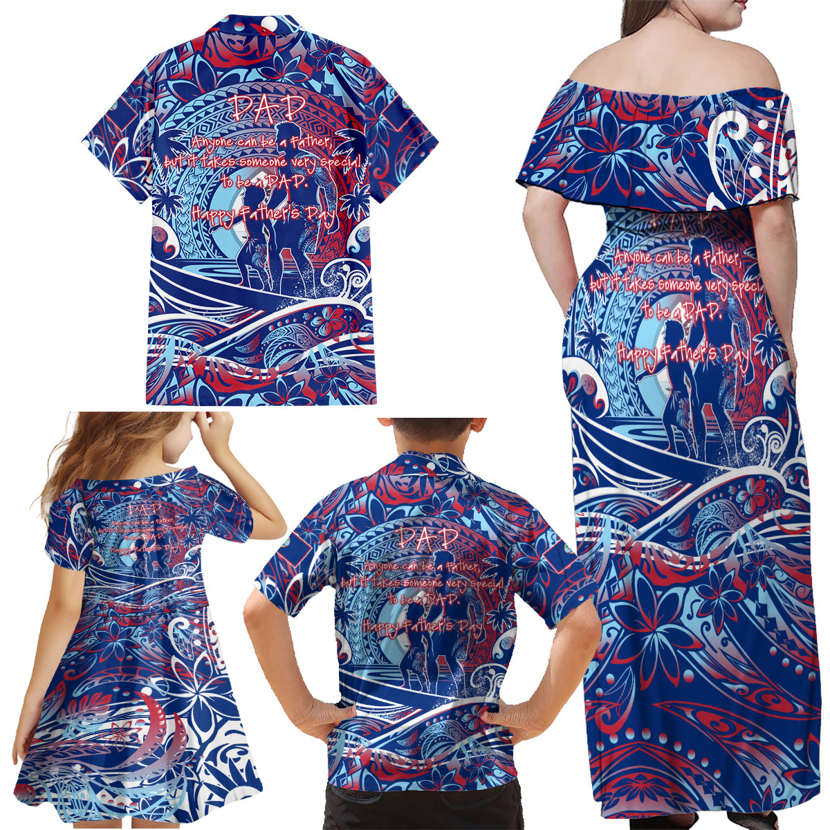 Father's Day Guam Family Matching Off Shoulder Maxi Dress and Hawaiian Shirt Special Dad Polynesia Paradise