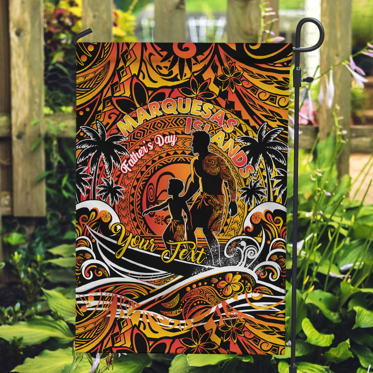 Father's Day Marquesas Islands Garden Flag Special Dad Polynesia Paradise DT02 Garden Flag Orange - Polynesian Pride