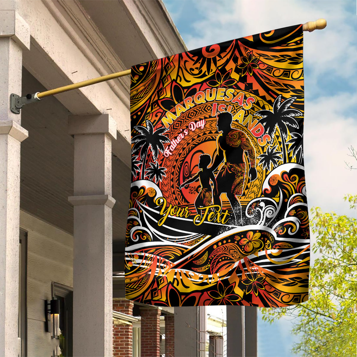 Father's Day Marquesas Islands Garden Flag Special Dad Polynesia Paradise DT02 House Flag Orange - Polynesian Pride
