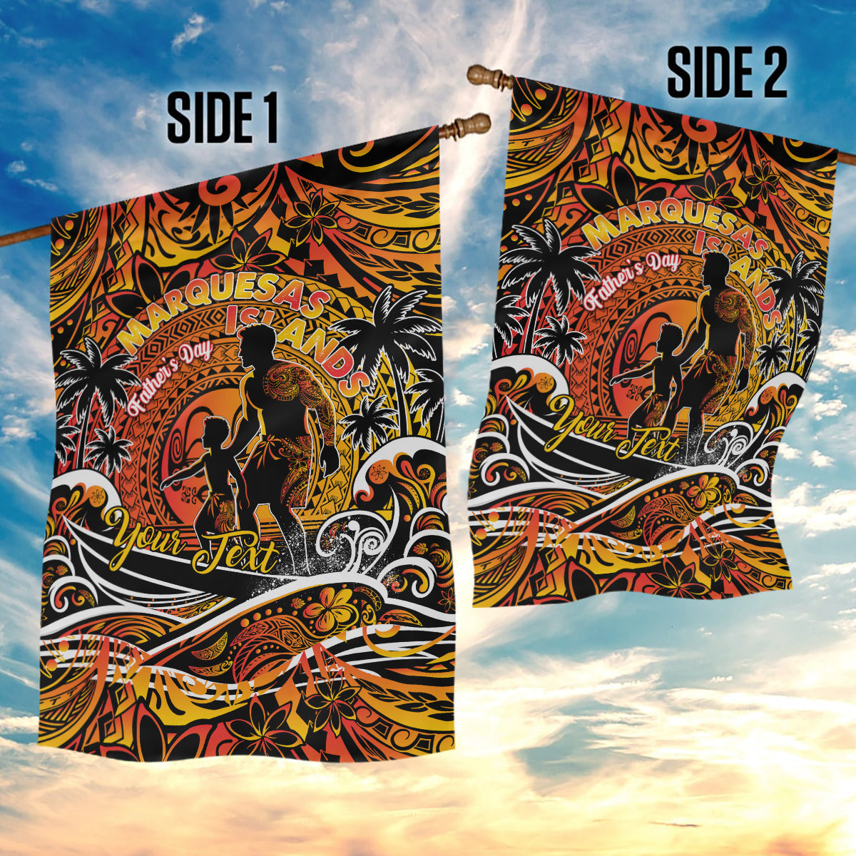 Father's Day Marquesas Islands Garden Flag Special Dad Polynesia Paradise DT02 - Polynesian Pride