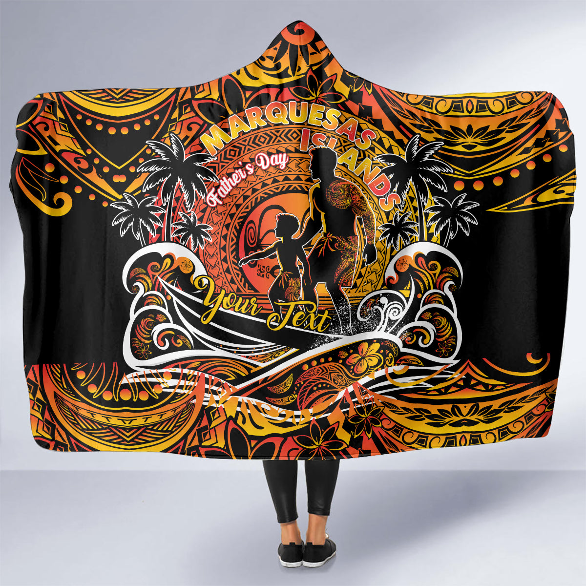 Father's Day Marquesas Islands Hooded Blanket Special Dad Polynesia Paradise DT02 - Polynesian Pride