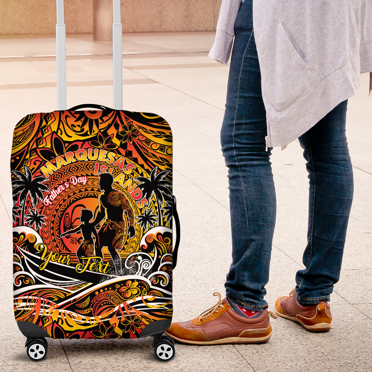 Father's Day Marquesas Islands Luggage Cover Special Dad Polynesia Paradise DT02 Orange - Polynesian Pride