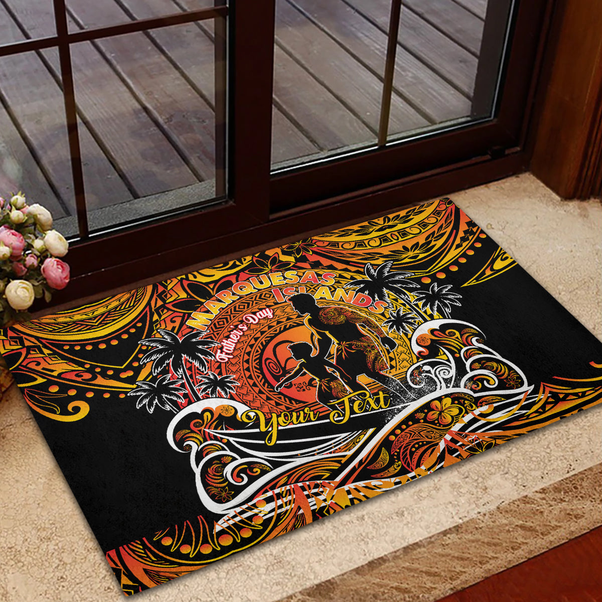 Father's Day Marquesas Islands Rubber Doormat Special Dad Polynesia Paradise DT02 - Polynesian Pride