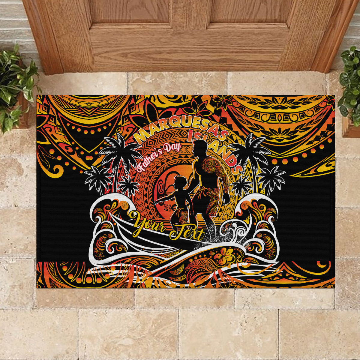 Father's Day Marquesas Islands Rubber Doormat Special Dad Polynesia Paradise DT02 - Polynesian Pride