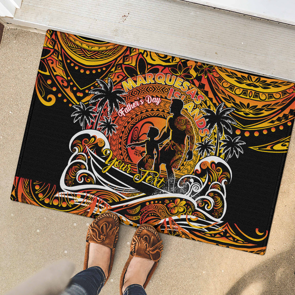 Father's Day Marquesas Islands Rubber Doormat Special Dad Polynesia Paradise DT02 - Polynesian Pride