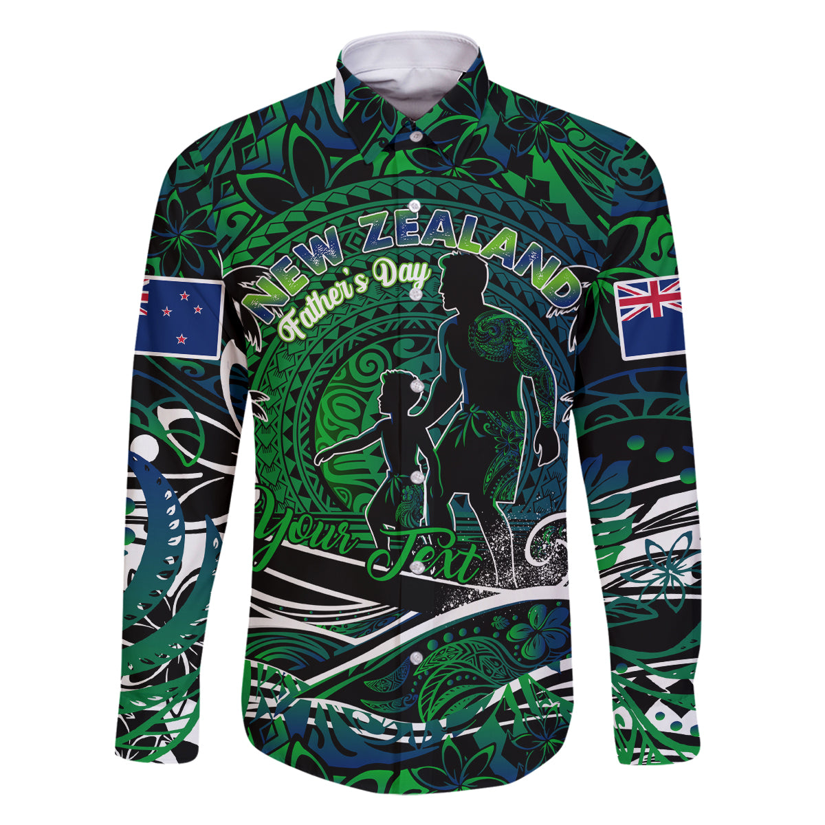 Father's Day New Zealand Family Matching Off Shoulder Short Dress and Hawaiian Shirt Special Dad Polynesia Paradise