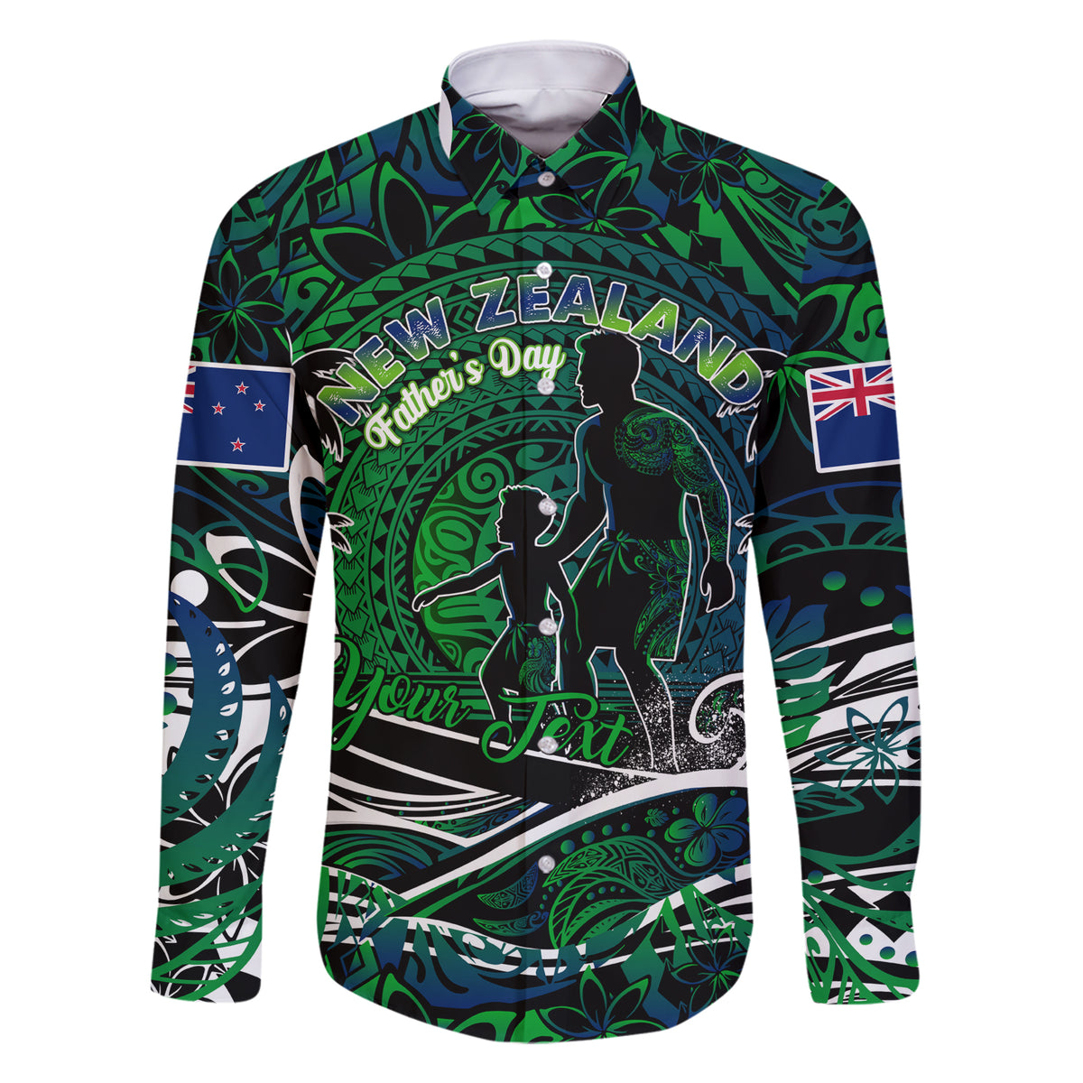 Father's Day New Zealand Family Matching Short Sleeve Bodycon Dress and Hawaiian Shirt Special Dad Polynesia Paradise