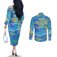 Father's Day Tuvalu Couples Matching Off The Shoulder Long Sleeve Dress and Long Sleeve Button Shirt Special Dad Polynesia Paradise DT02 - Polynesian Pride