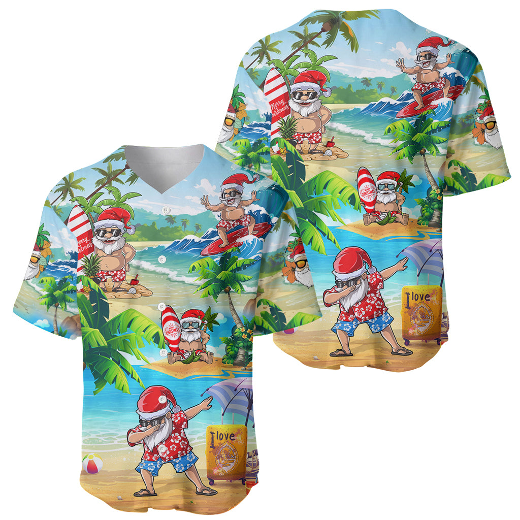 Guam Christmas Baseball Jersey Santa Claus Beach and Wave DT02 - Polynesian Pride