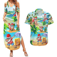 Guam Christmas Couples Matching Summer Maxi Dress and Hawaiian Shirt Santa Claus Beach and Wave DT02 Art - Polynesian Pride