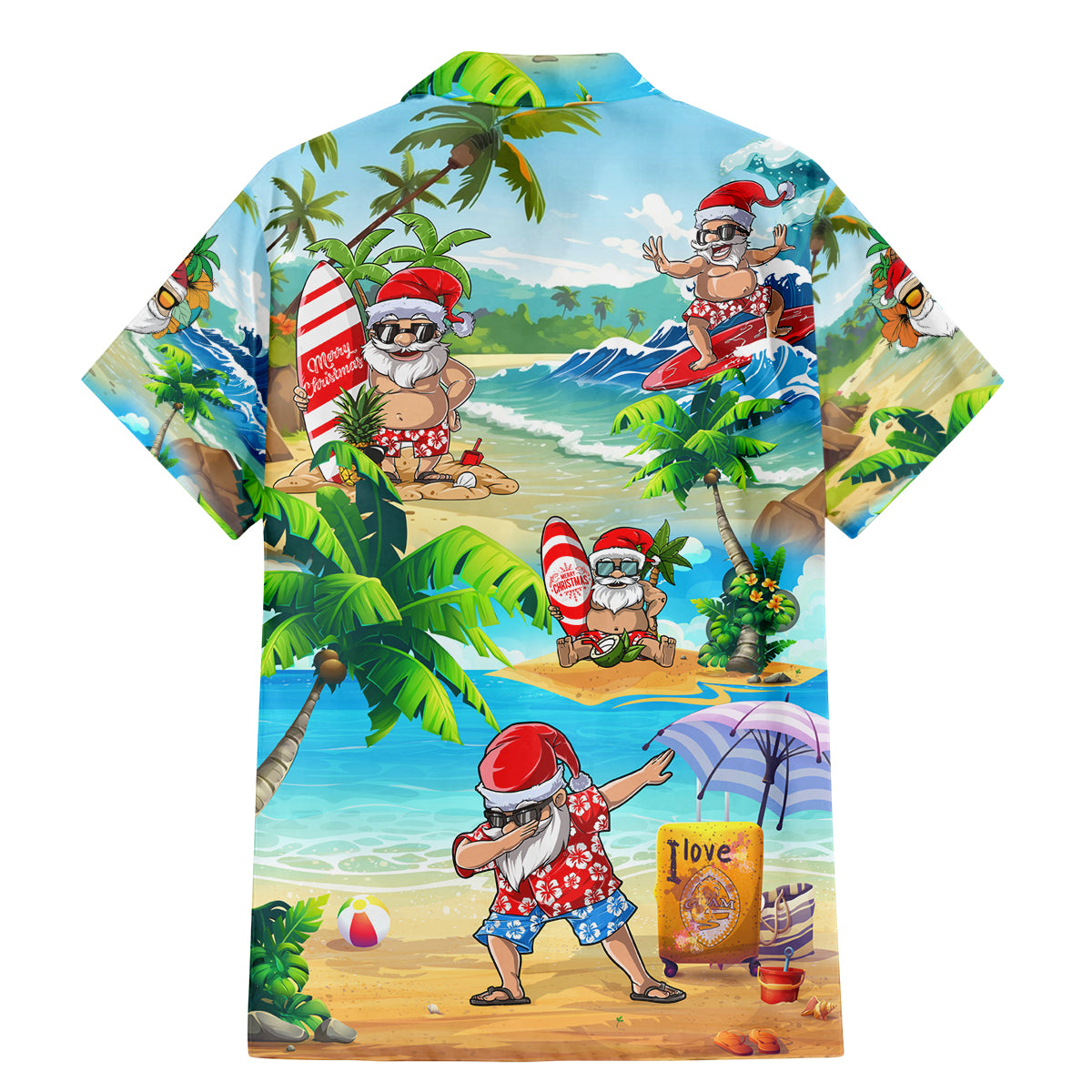 Guam Christmas Family Matching Mermaid Dress and Hawaiian Shirt Santa Claus Beach and Wave DT02 - Polynesian Pride