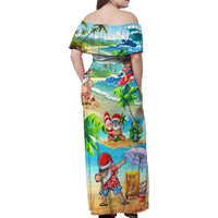 Guam Christmas Family Matching Off Shoulder Maxi Dress and Hawaiian Shirt Santa Claus Beach and Wave DT02 - Polynesian Pride