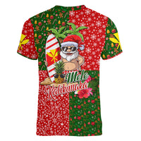 Hawaii Christmas Women V Neck T Shirt Mele Kalikimaka Kanaka Maoli DT02 - Polynesian Pride