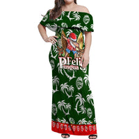 Guam Christmas Off Shoulder Maxi Dress Felis Pusgua Tropical Xmas Patterns DT02 Women Green - Polynesian Pride