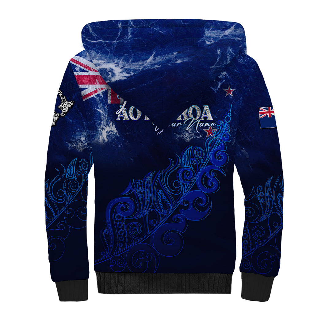 Personalised New Zealand Sherpa Hoodie Aotearoa Map Silver Fern DT02 - Polynesian Pride