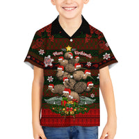 Meri Kirihimete New Zealand Family Matching Long Sleeve Bodycon Dress and Hawaiian Shirt Christmas Kiwi Maori DT02 Son's Shirt Red - Polynesian Pride