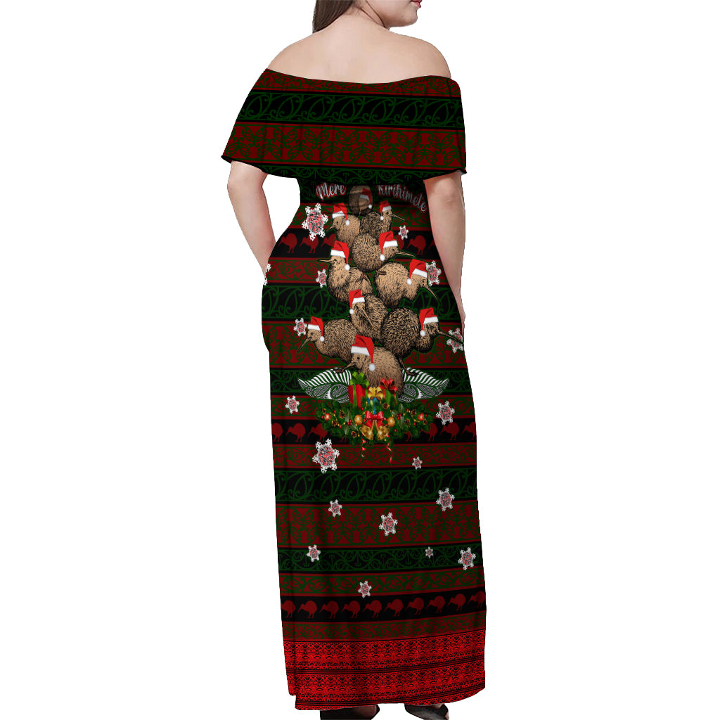 Meri Kirihimete New Zealand Off Shoulder Maxi Dress Christmas Kiwi Maori DT02 - Polynesian Pride