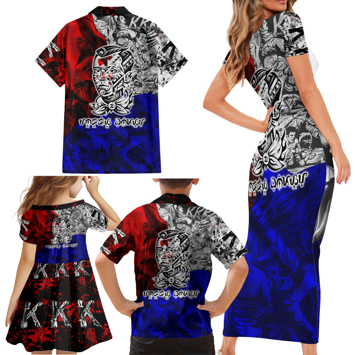 Philippines Bonifacio Day Family Matching Short Sleeve Bodycon Dress and Hawaiian Shirt DT02 - Polynesian Pride