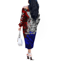 Philippines Bonifacio Day Off The Shoulder Long Sleeve Dress DT02 - Polynesian Pride