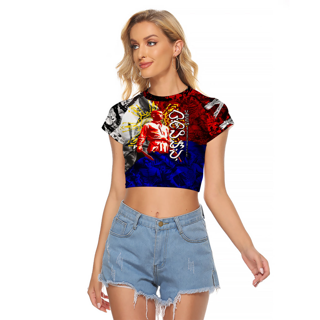 Philippines Bonifacio Day Raglan Cropped T Shirt DT02 Female Art - Polynesian Pride