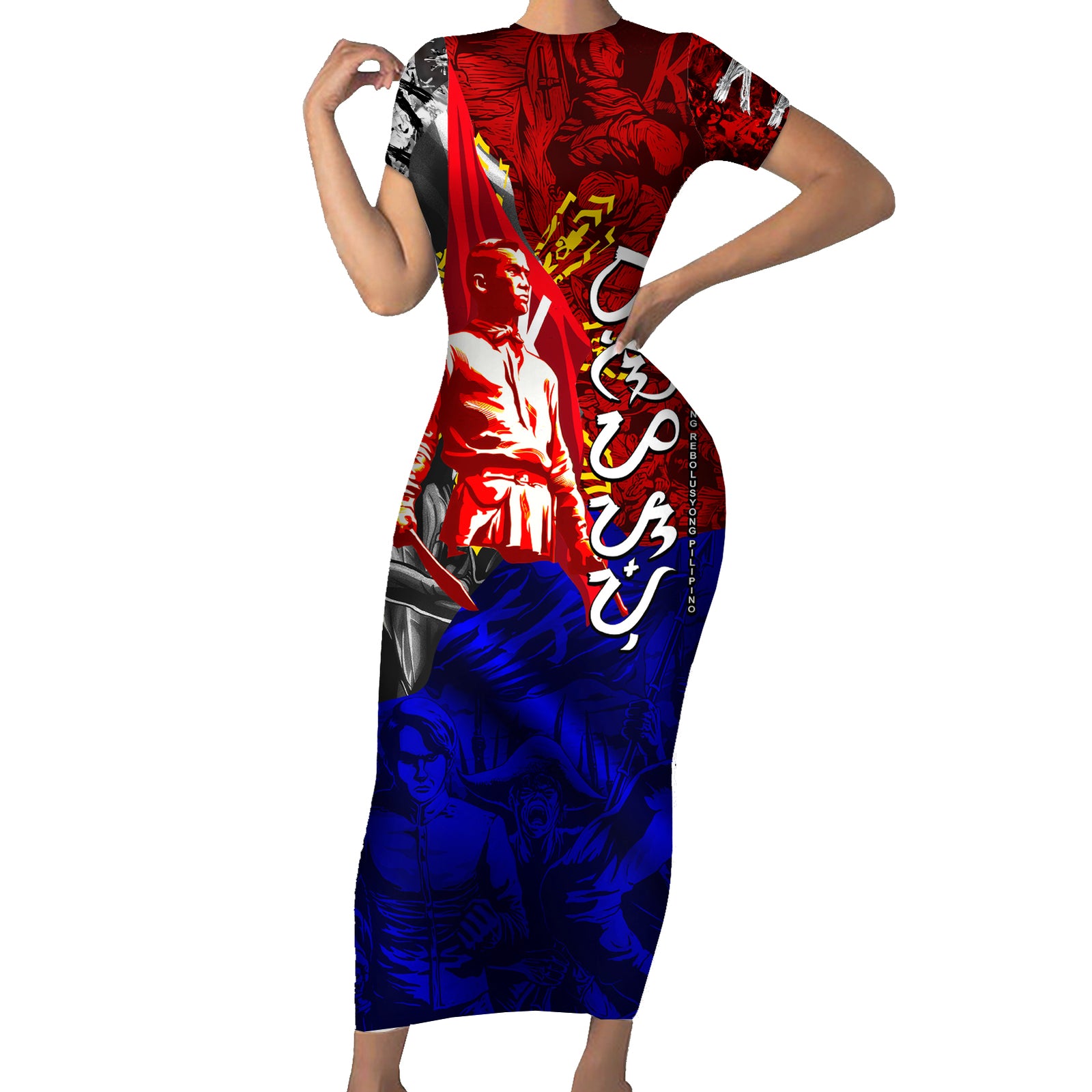 Philippines Bonifacio Day Short Sleeve Bodycon Dress DT02 Long Dress Art - Polynesian Pride