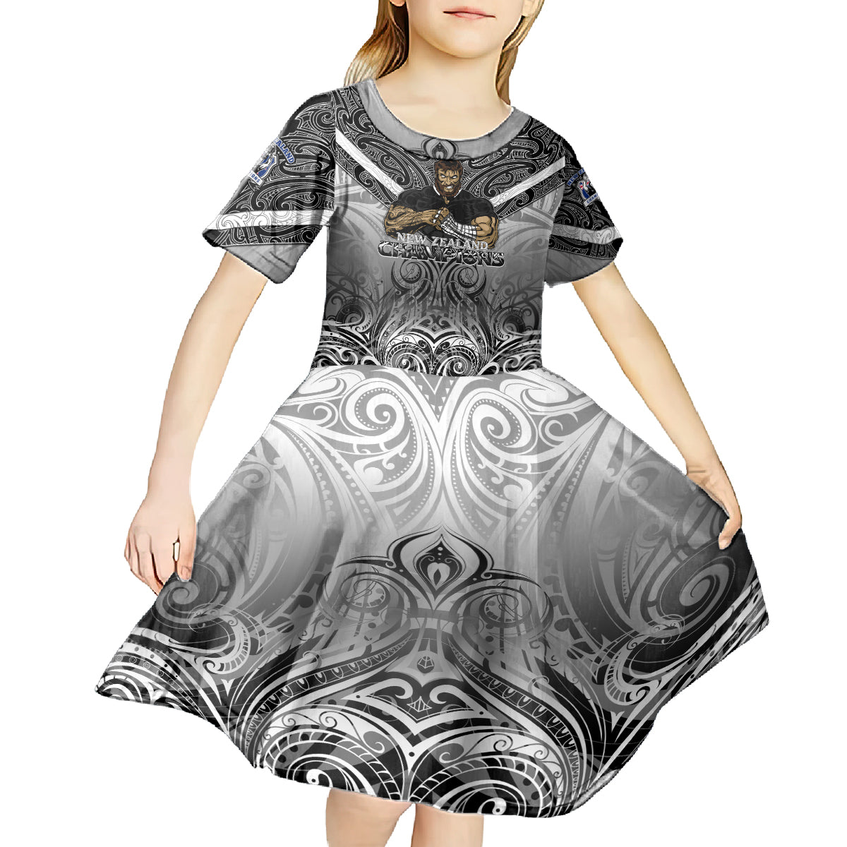 New Zealand Kid Short Sleeve Dress Rugby Aotearoa Champions DT02 - Polynesian Pride