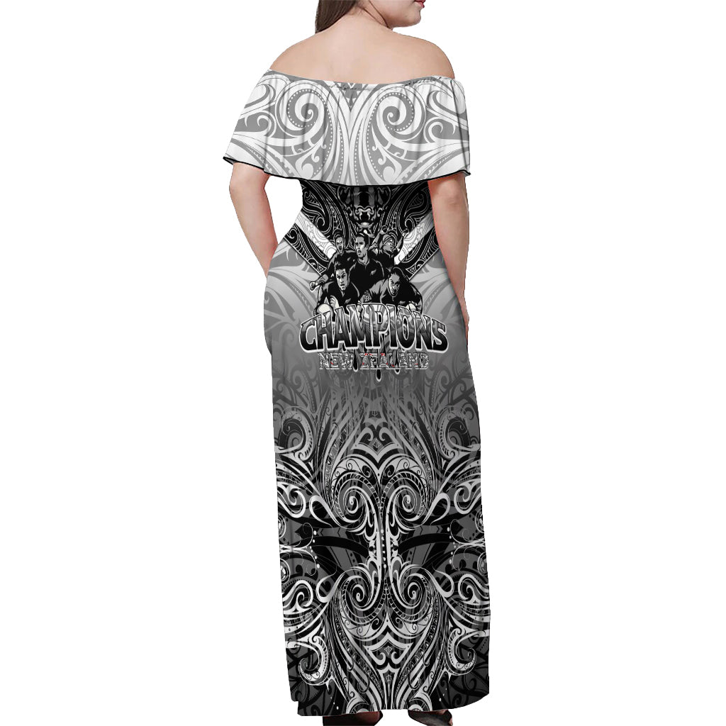 New Zealand Off Shoulder Maxi Dress Rugby Aotearoa Champions DT02 - Polynesian Pride