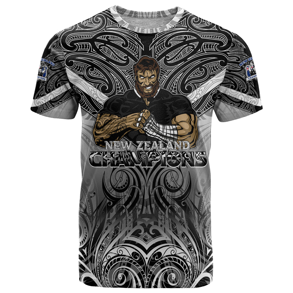 New Zealand T Shirt Rugby Aotearoa Champions DT02 Black - Polynesian Pride