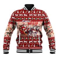 Dog Sled Christmas Baseball Jacket Husky Sleigh Ride Design - Polynesian Pride