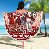 Dog Sled Christmas Beach Blanket Husky Sleigh Ride Design - Polynesian Pride