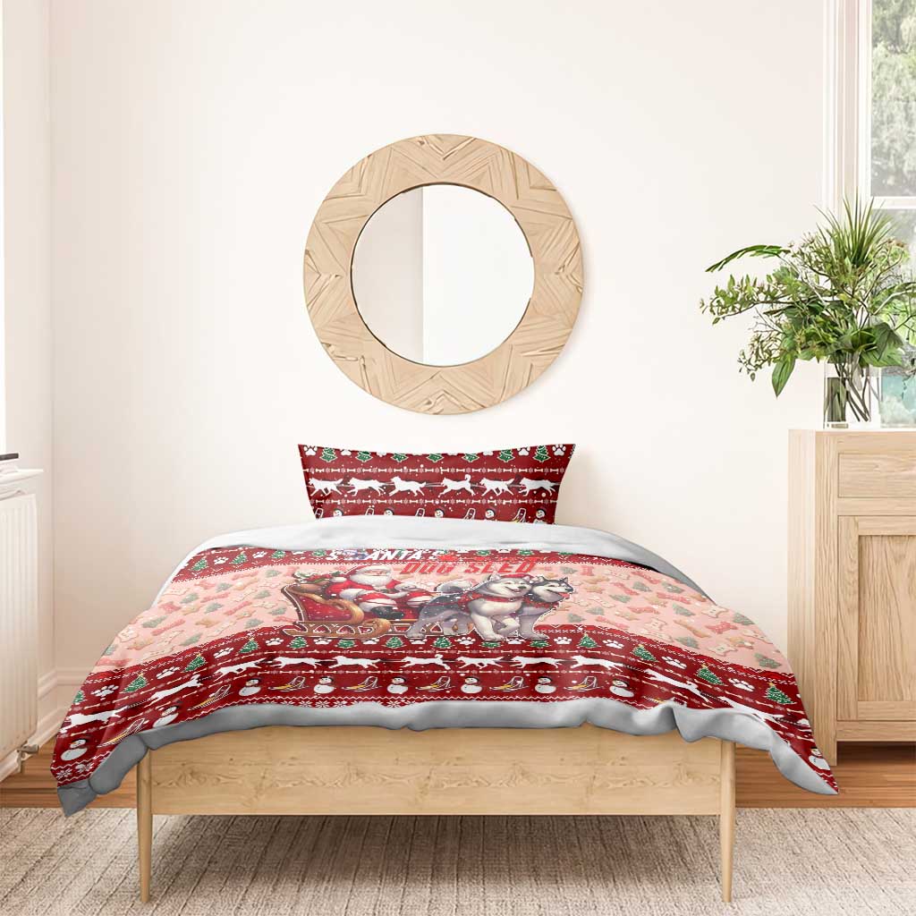 Dog Sled Christmas Bedding Set Husky Sleigh Ride Design - Polynesian Pride