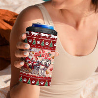 Dog Sled Christmas 4 in 1 Can Cooler Tumbler Husky Sleigh Ride Design - Polynesian Pride