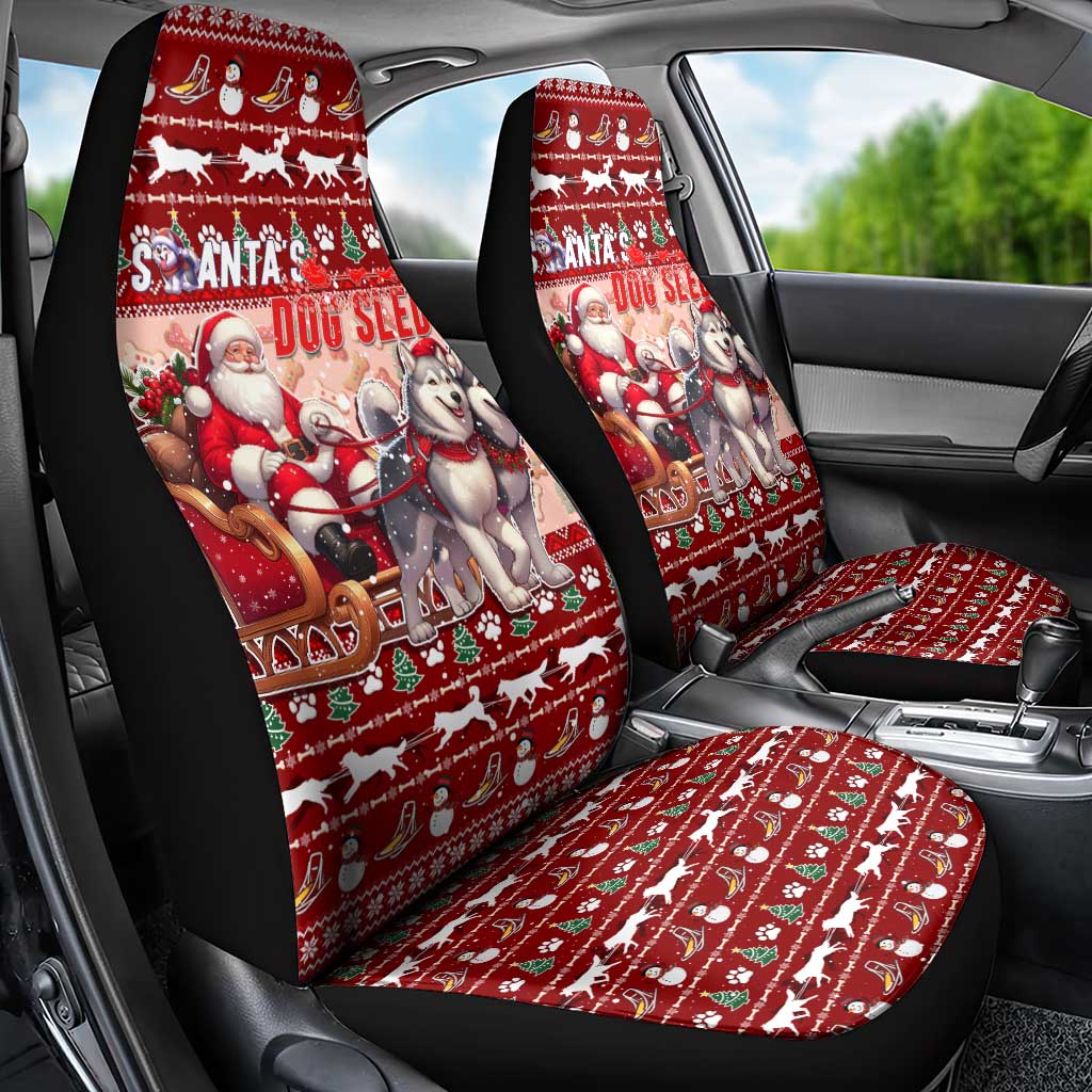 Dog Sled Christmas Car Seat Cover Husky Sleigh Ride Design - Polynesian Pride