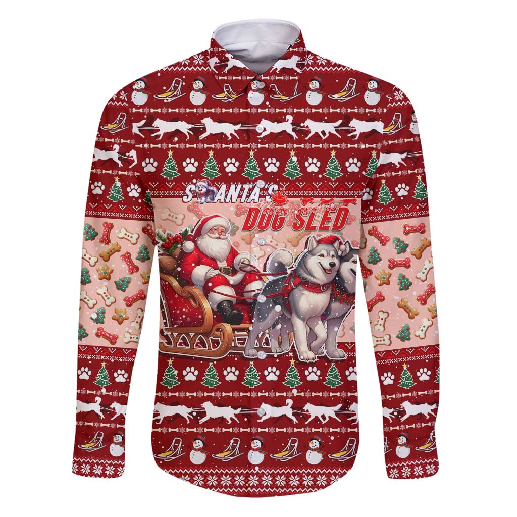 Dog Sled Christmas Family Matching Puletasi and Hawaiian Shirt Husky Sleigh Ride Design - Polynesian Pride
