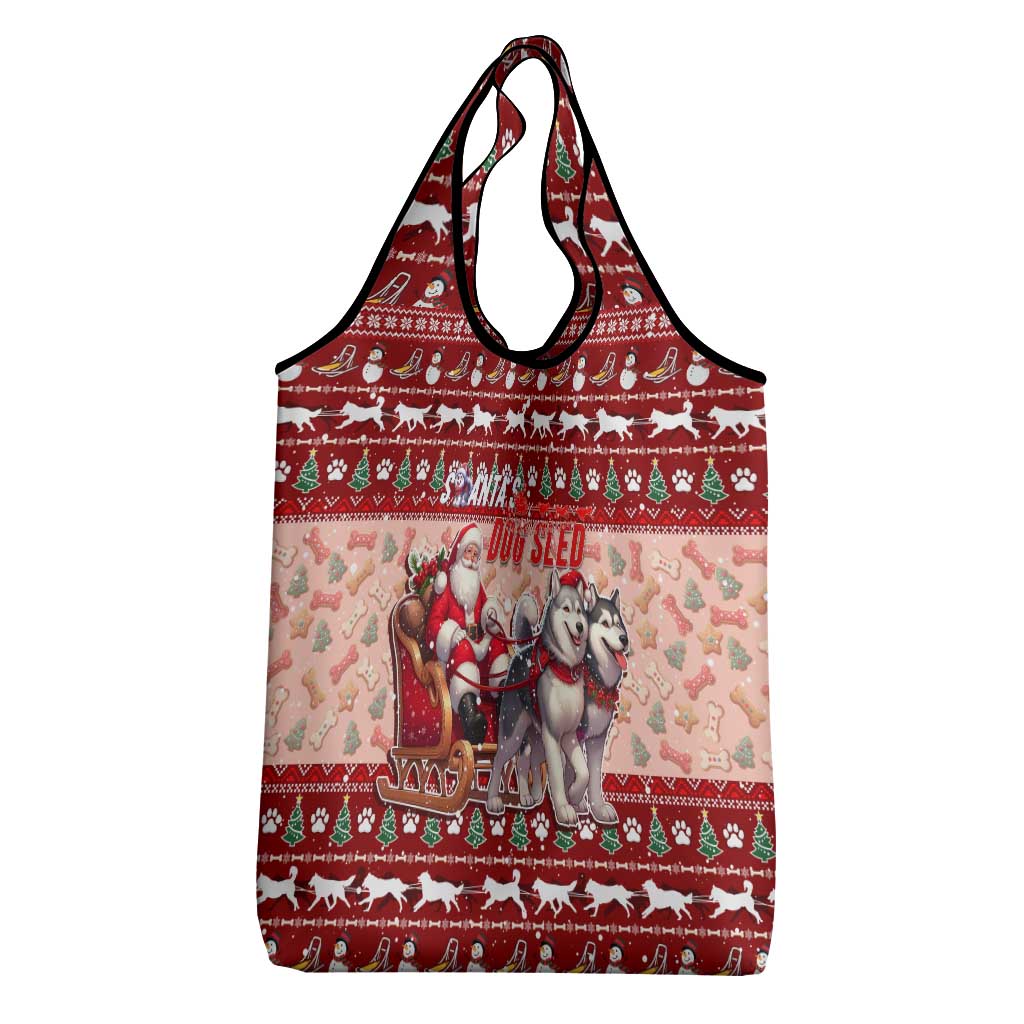 Dog Sled Christmas Grocery Bag Husky Sleigh Ride Design - Polynesian Pride